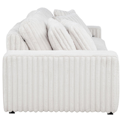  Coaster Furniture Jacana 600535P Corduroy Upholstered Dual Power Chaise Sofa - Ivory IMAGE 3