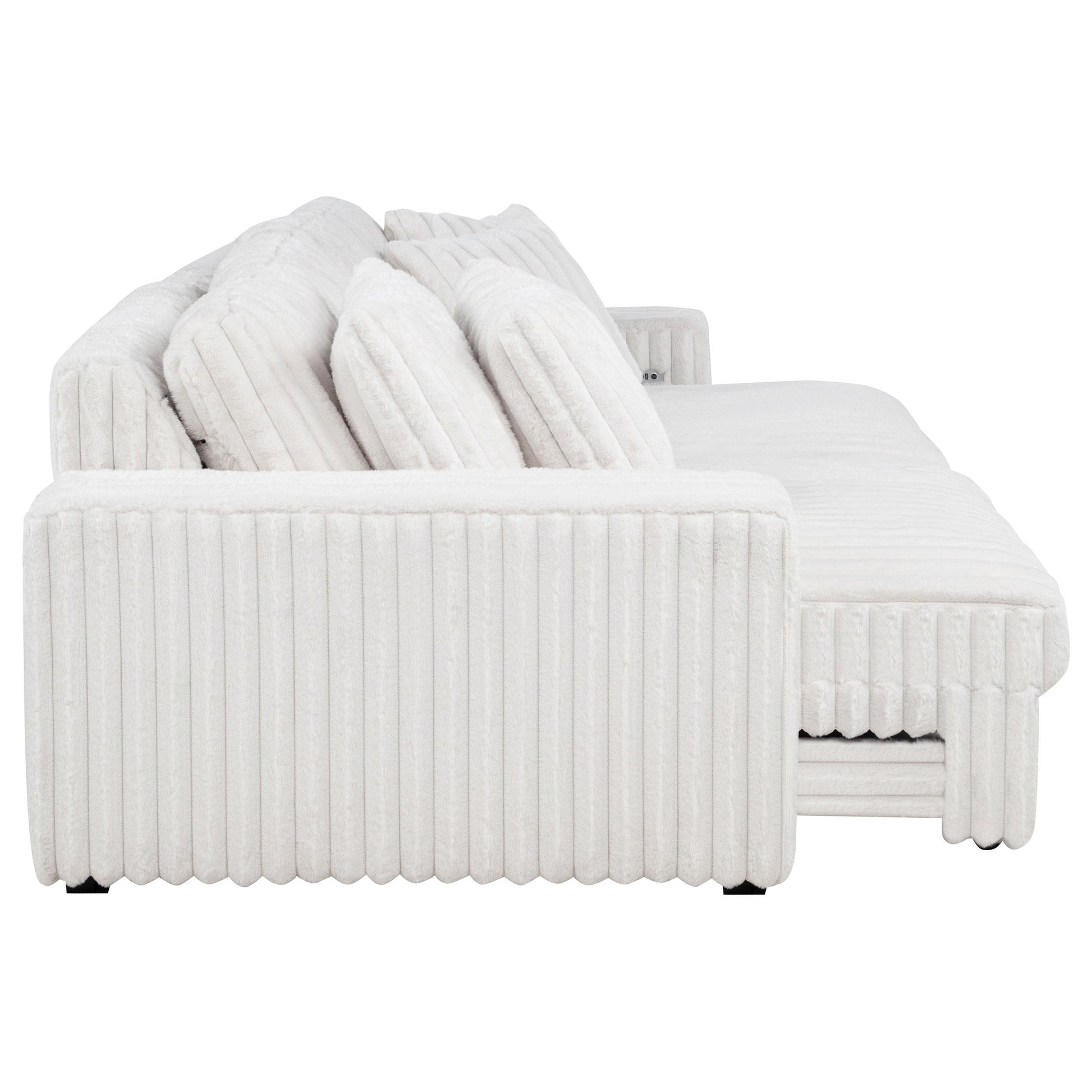  Coaster Furniture Jacana 600535P Corduroy Upholstered Dual Power Chaise Sofa - Ivory IMAGE 6