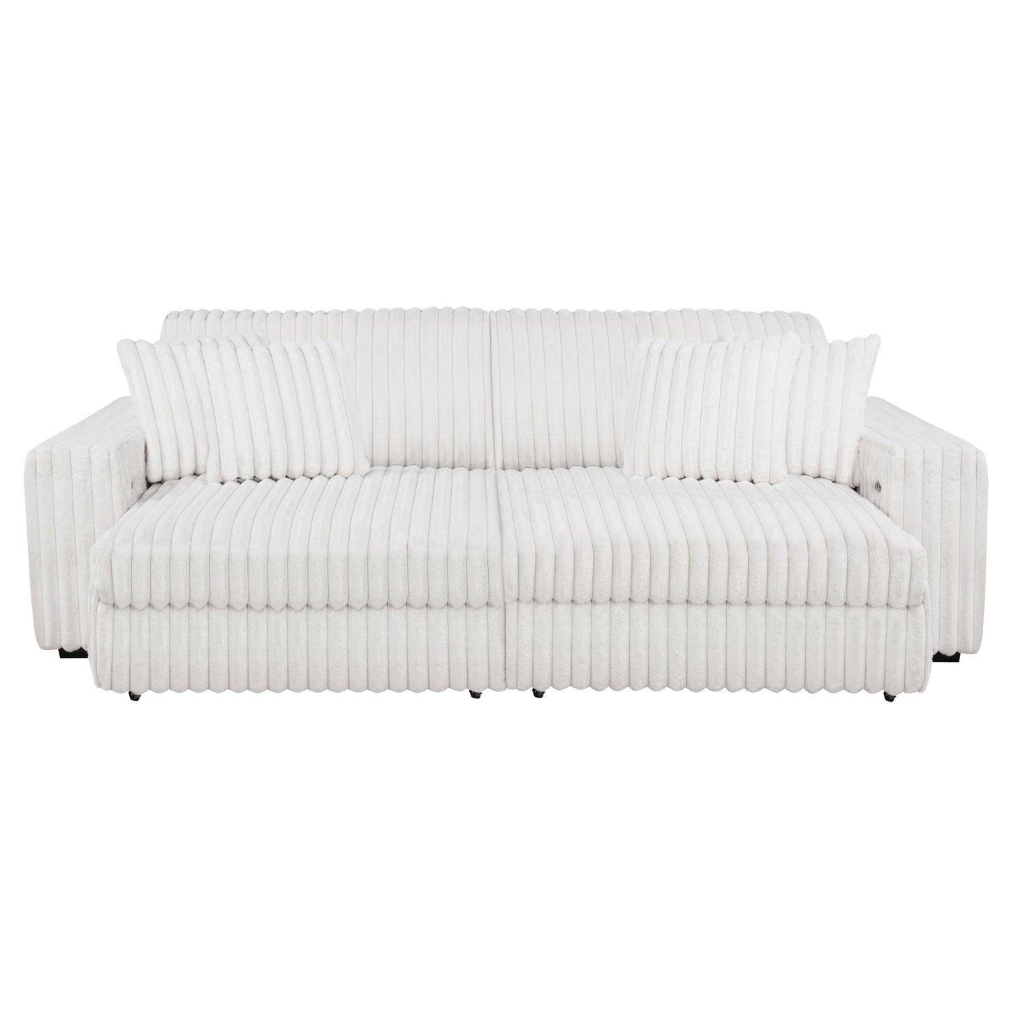  Coaster Furniture Jacana 600535P Corduroy Upholstered Dual Power Chaise Sofa - Ivory IMAGE 8