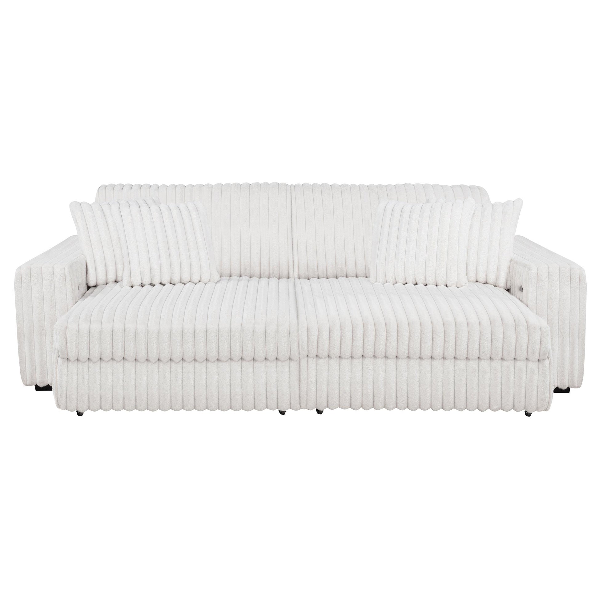  Coaster Furniture Jacana 600535P Corduroy Upholstered Dual Power Chaise Sofa - Ivory IMAGE 8