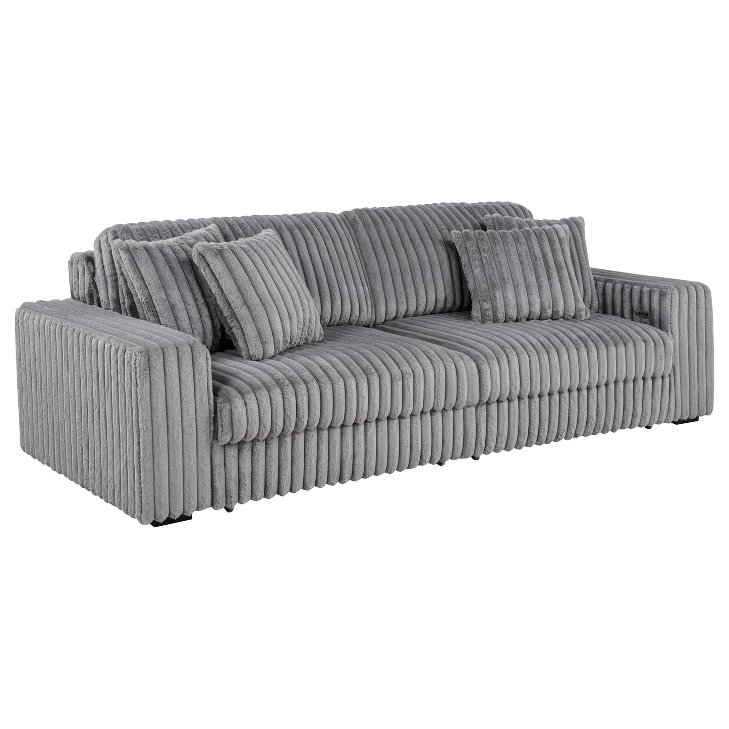  Coaster Furniture Jacana 600536P Corduroy Upholstered Dual Power Chaise Sofa - Grey IMAGE 1