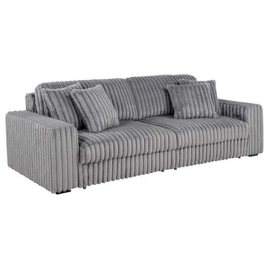  Coaster Furniture Jacana 600536P Corduroy Upholstered Dual Power Chaise Sofa - Grey IMAGE 1
