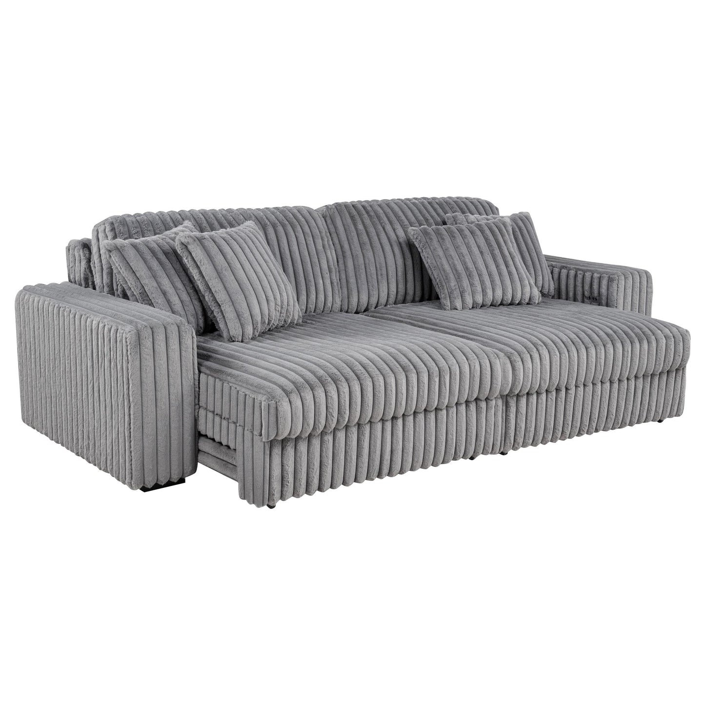  Coaster Furniture Jacana 600536P Corduroy Upholstered Dual Power Chaise Sofa - Grey IMAGE 10
