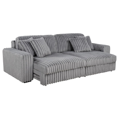  Coaster Furniture Jacana 600536P Corduroy Upholstered Dual Power Chaise Sofa - Grey IMAGE 10