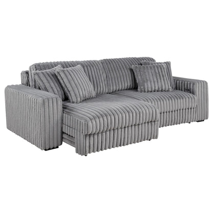  Coaster Furniture Jacana 600536P Corduroy Upholstered Dual Power Chaise Sofa - Grey IMAGE 4