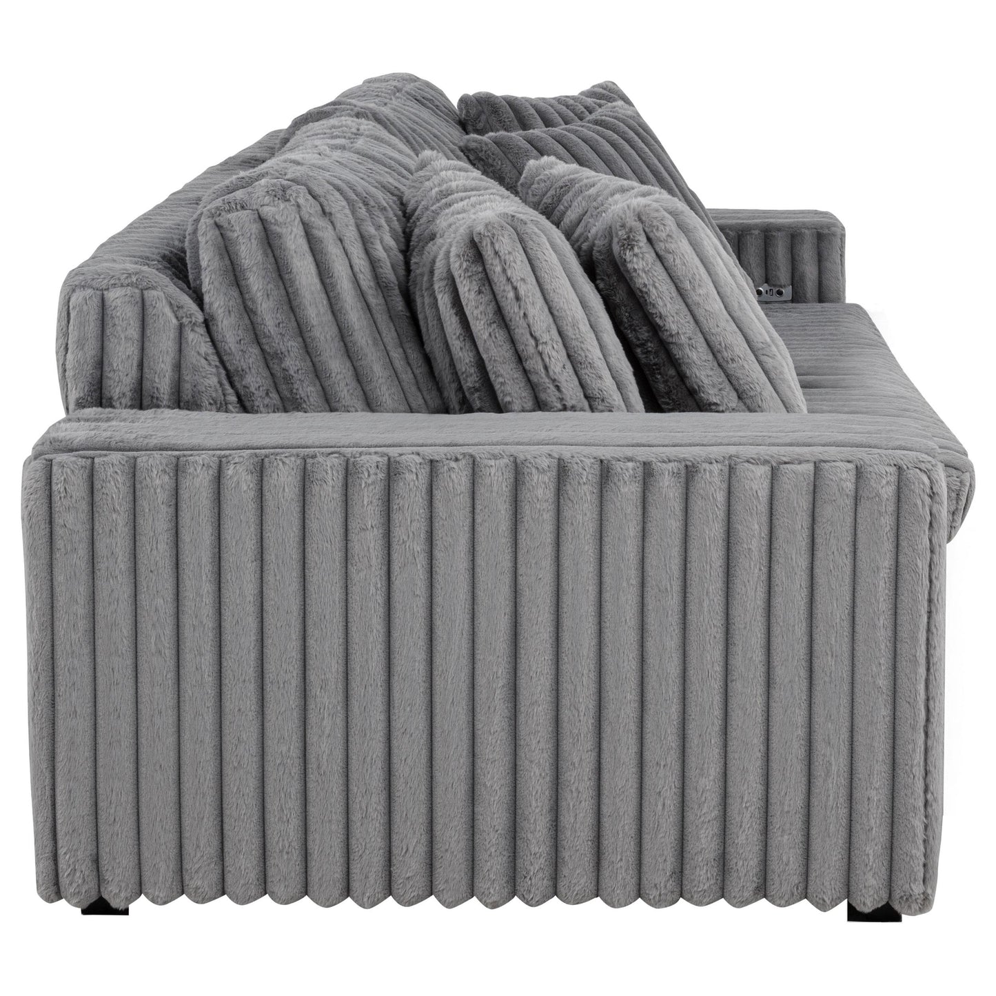  Coaster Furniture Jacana 600536P Corduroy Upholstered Dual Power Chaise Sofa - Grey IMAGE 5