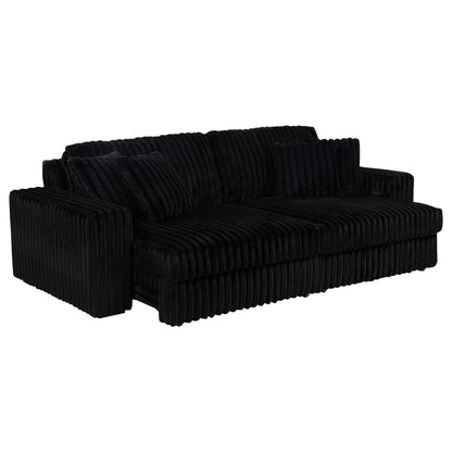  Coaster Furniture Jacana 600537P Corduroy Upholstered Dual Power Chaise Sofa - Black IMAGE 10
