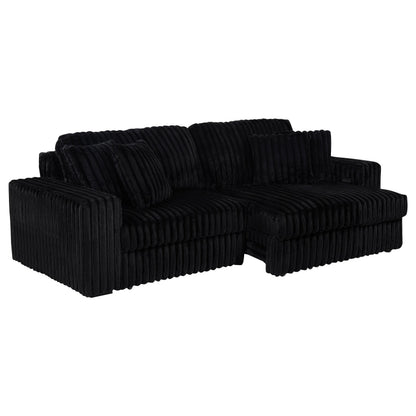  Coaster Furniture Jacana 600537P Corduroy Upholstered Dual Power Chaise Sofa - Black IMAGE 11