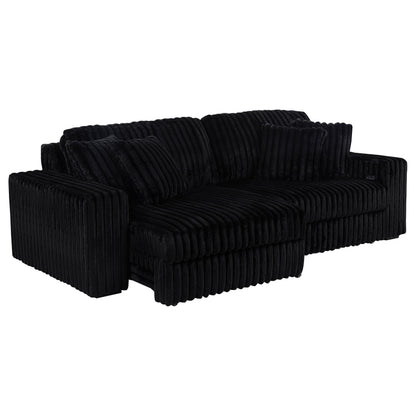  Coaster Furniture Jacana 600537P Corduroy Upholstered Dual Power Chaise Sofa - Black IMAGE 3