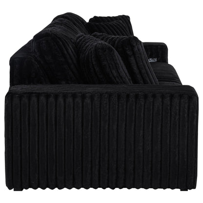  Coaster Furniture Jacana 600537P Corduroy Upholstered Dual Power Chaise Sofa - Black IMAGE 4