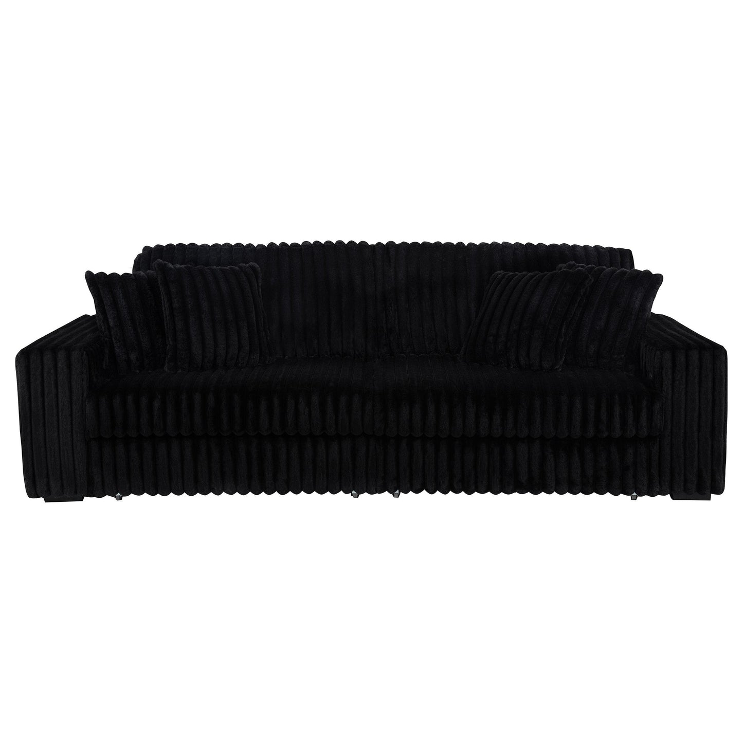  Coaster Furniture Jacana 600537P Corduroy Upholstered Dual Power Chaise Sofa - Black IMAGE 5