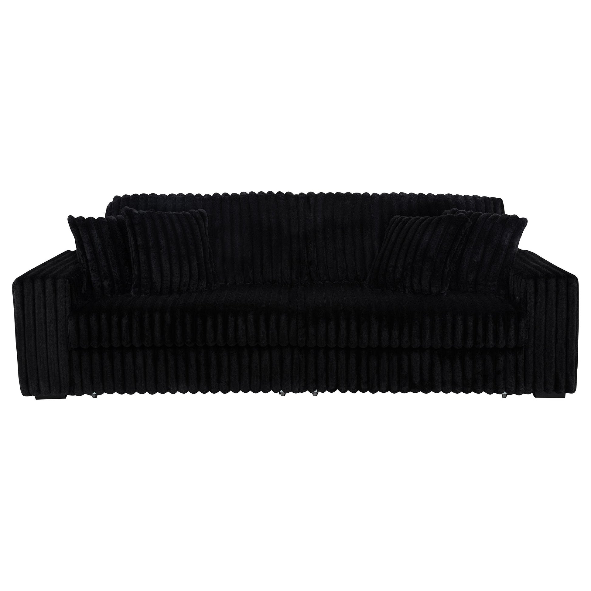  Coaster Furniture Jacana 600537P Corduroy Upholstered Dual Power Chaise Sofa - Black IMAGE 5