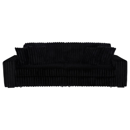  Coaster Furniture Jacana 600537P Corduroy Upholstered Dual Power Chaise Sofa - Black IMAGE 5