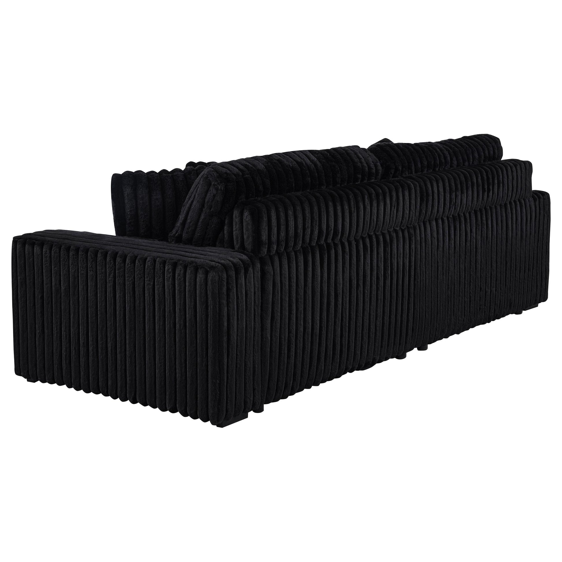  Coaster Furniture Jacana 600537P Corduroy Upholstered Dual Power Chaise Sofa - Black IMAGE 9