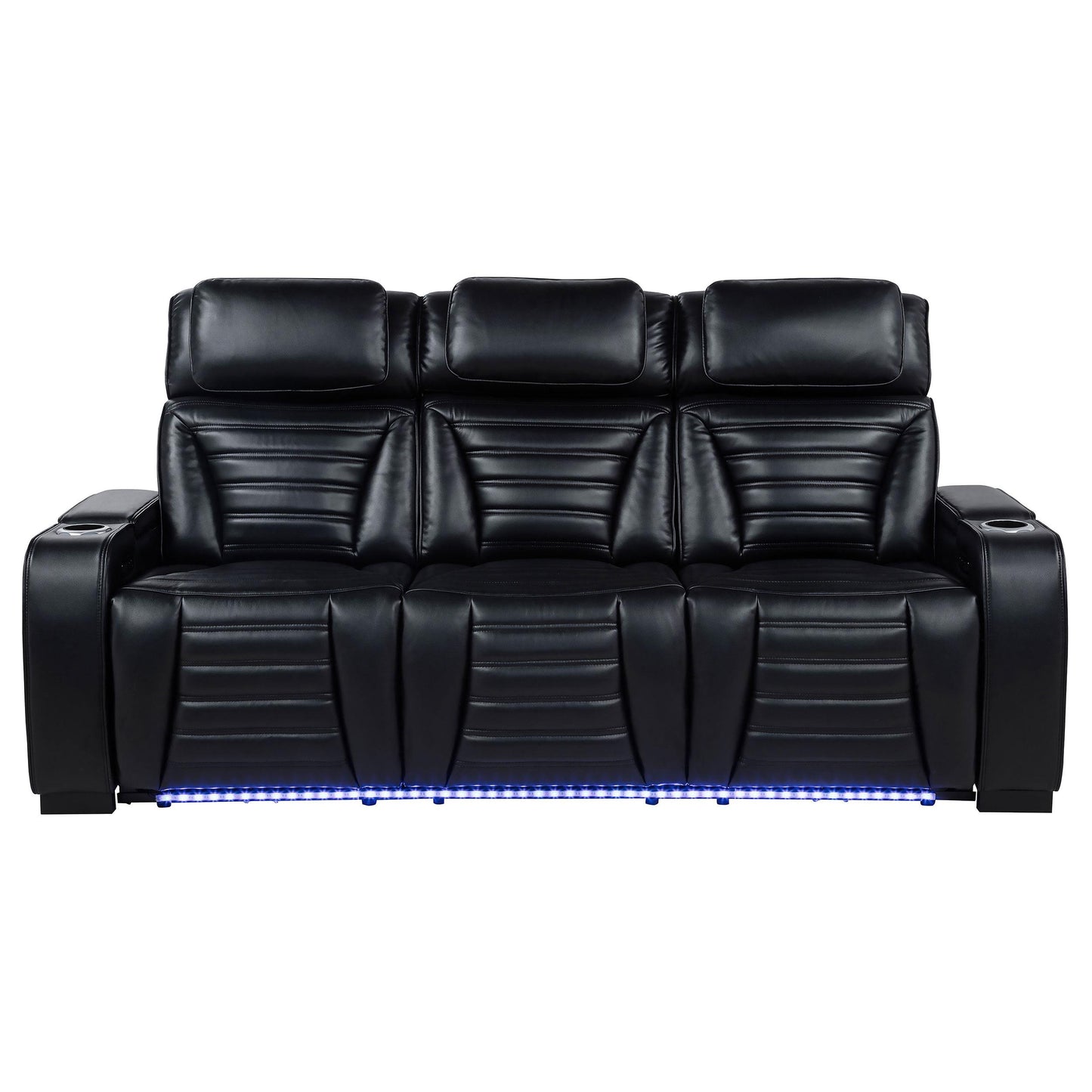  Coaster Furniture Zuma 603251PP Faux Leather Dual Power Reclining LED Sofa - Black IMAGE 5