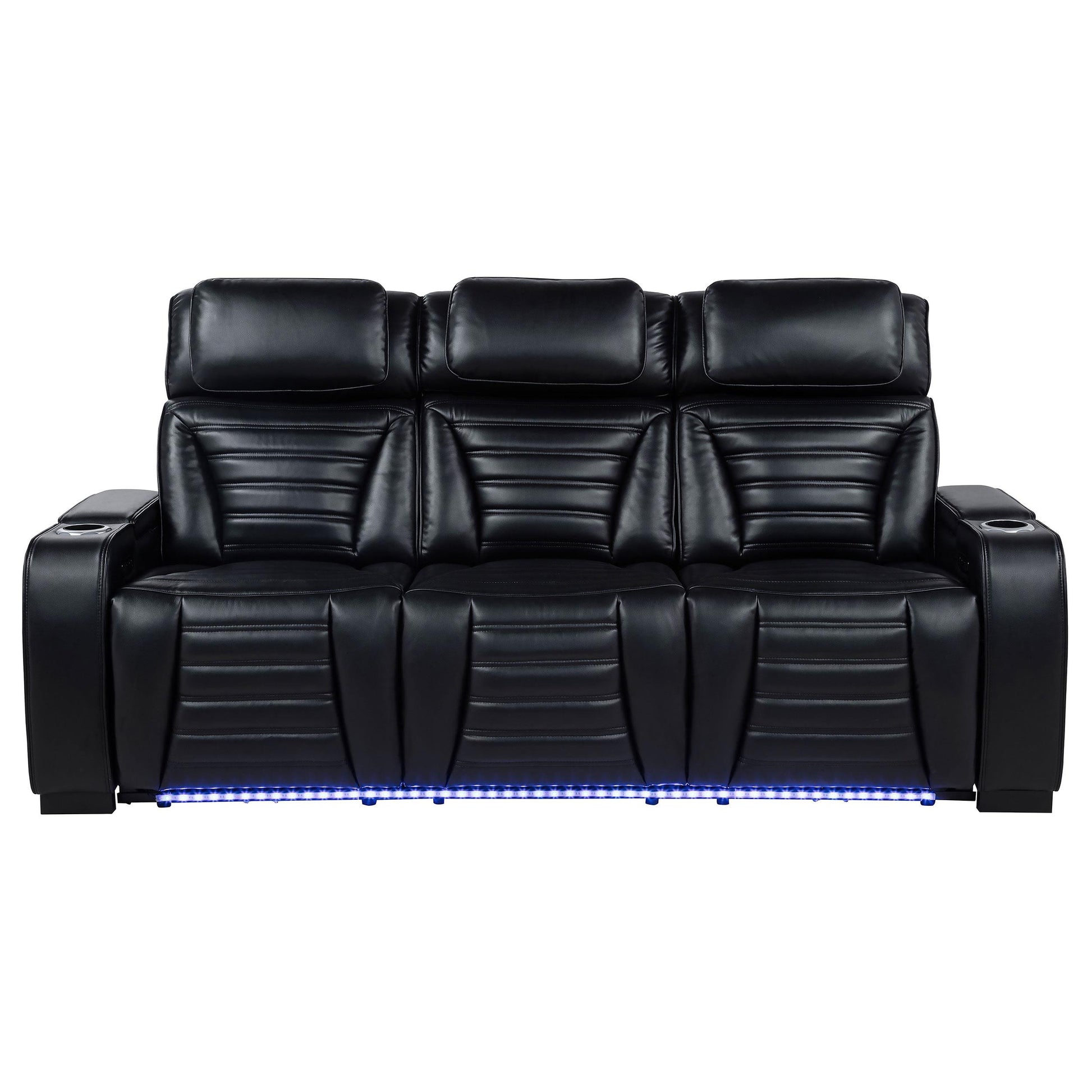  Coaster Furniture Zuma 603251PP Faux Leather Dual Power Reclining LED Sofa - Black IMAGE 5