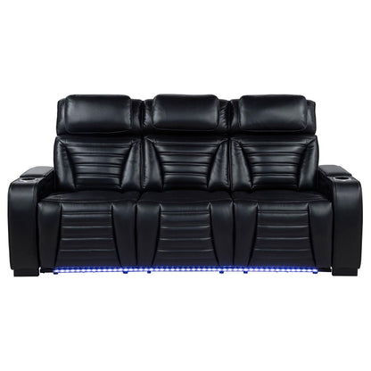 Coaster Furniture Zuma 603251PP Faux Leather Dual Power Reclining LED Sofa - Black IMAGE 5
