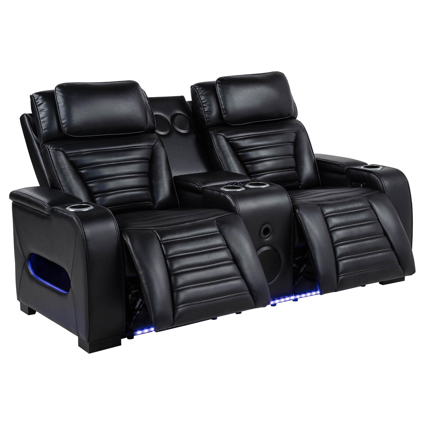  Coaster Furniture Zuma 603252PP Faux Leather Dual Power Reclining LED Loveseat - Black IMAGE 12