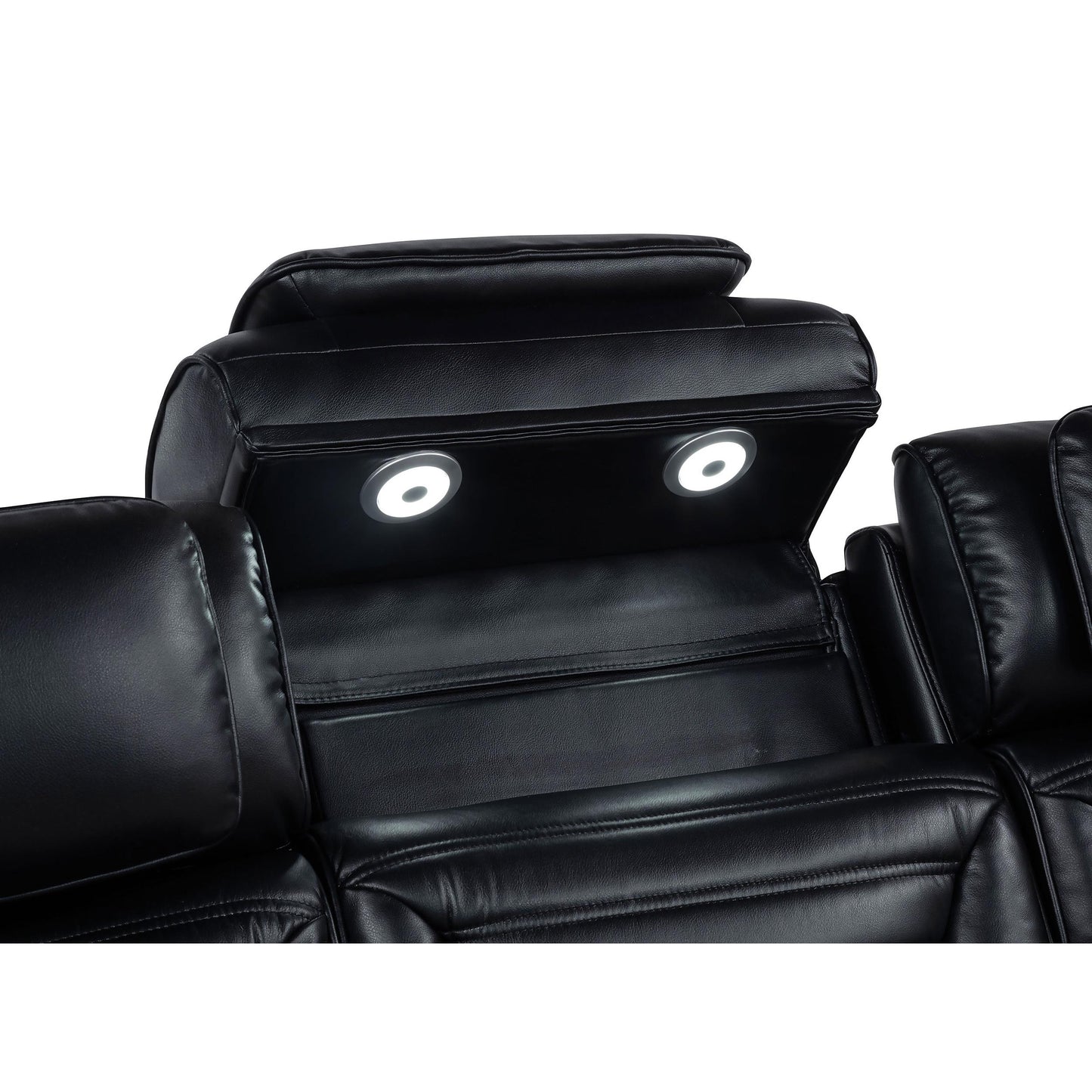  Coaster Furniture Zuma 603252PP Faux Leather Dual Power Reclining LED Loveseat - Black IMAGE 8