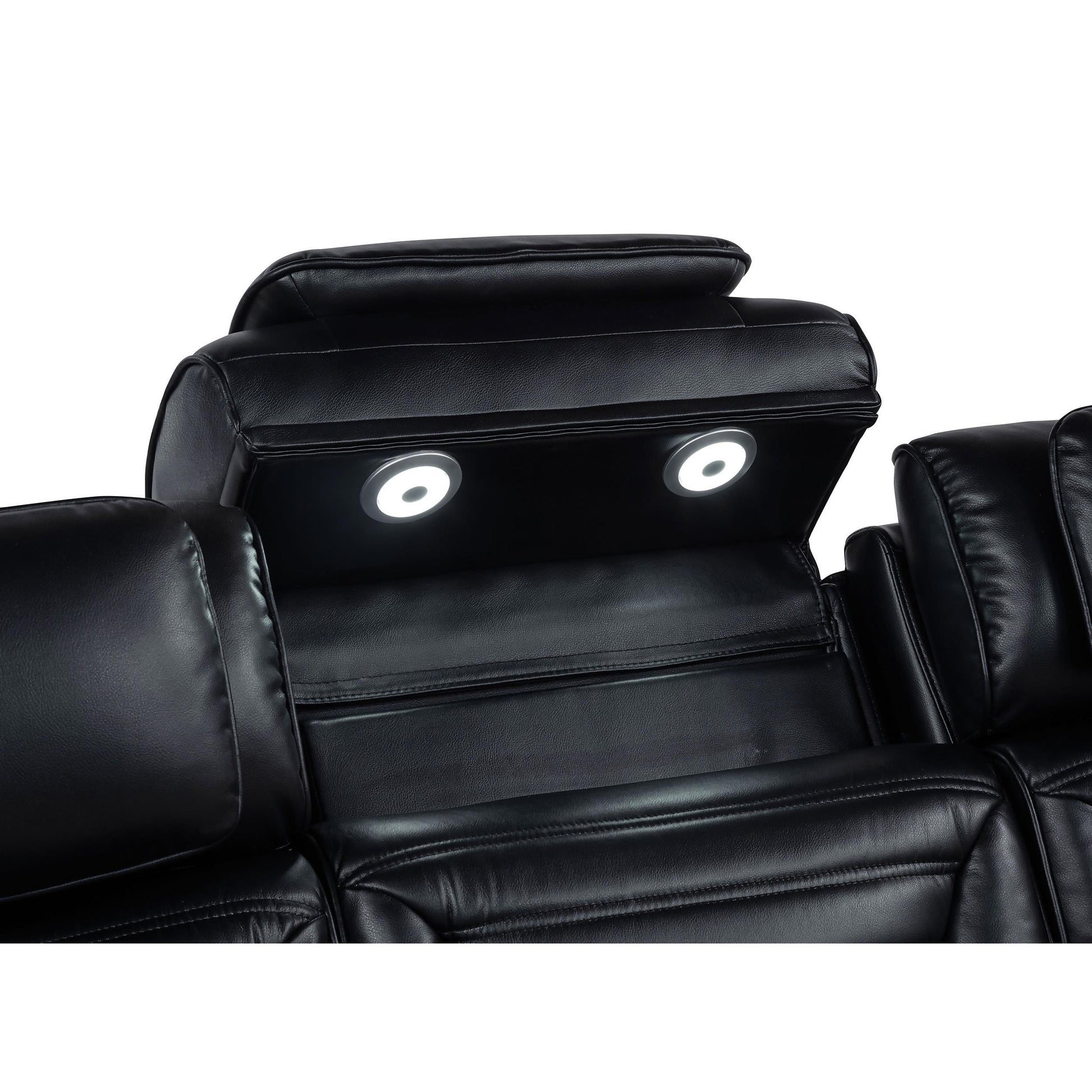  Coaster Furniture Zuma 603252PP Faux Leather Dual Power Reclining LED Loveseat - Black IMAGE 8