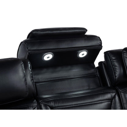  Coaster Furniture Zuma 603252PP Faux Leather Dual Power Reclining LED Loveseat - Black IMAGE 8