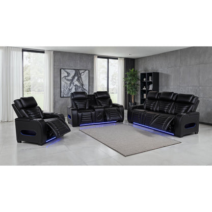  Coaster Furniture Zuma 603253PP Faux Leather Upholstered Dual Power LED Recliner - Black IMAGE 11