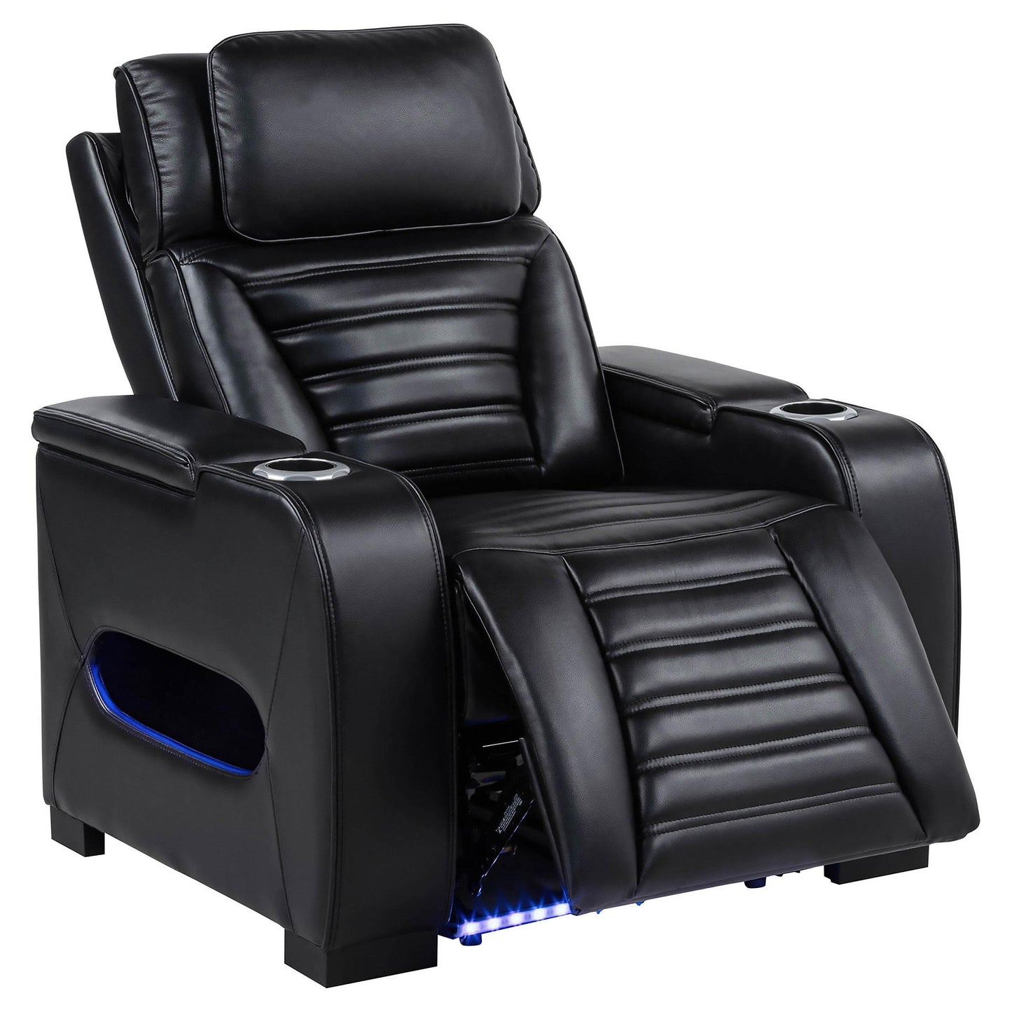  Coaster Furniture Zuma 603253PP Faux Leather Upholstered Dual Power LED Recliner - Black IMAGE 3