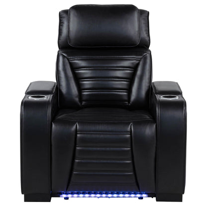  Coaster Furniture Zuma 603253PP Faux Leather Upholstered Dual Power LED Recliner - Black IMAGE 5