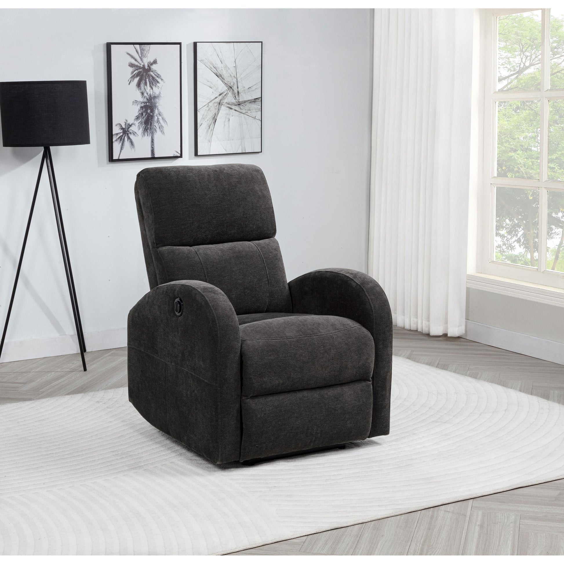  Coaster Furniture Grant 603293P Fabric Upholstered Power Recliner Chair - Charcoal Grey IMAGE 6