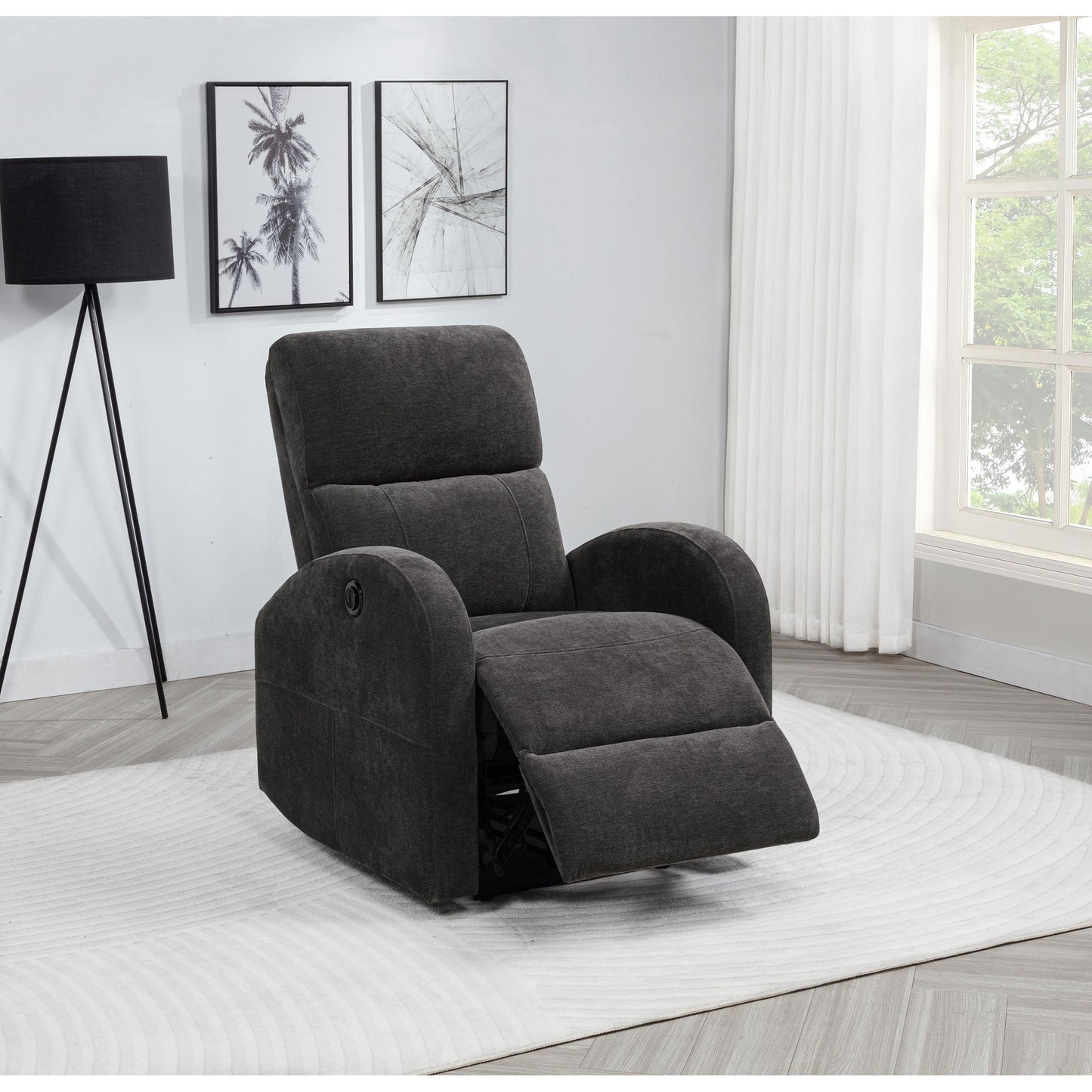  Coaster Furniture Grant 603293P Fabric Upholstered Power Recliner Chair - Charcoal Grey IMAGE 9