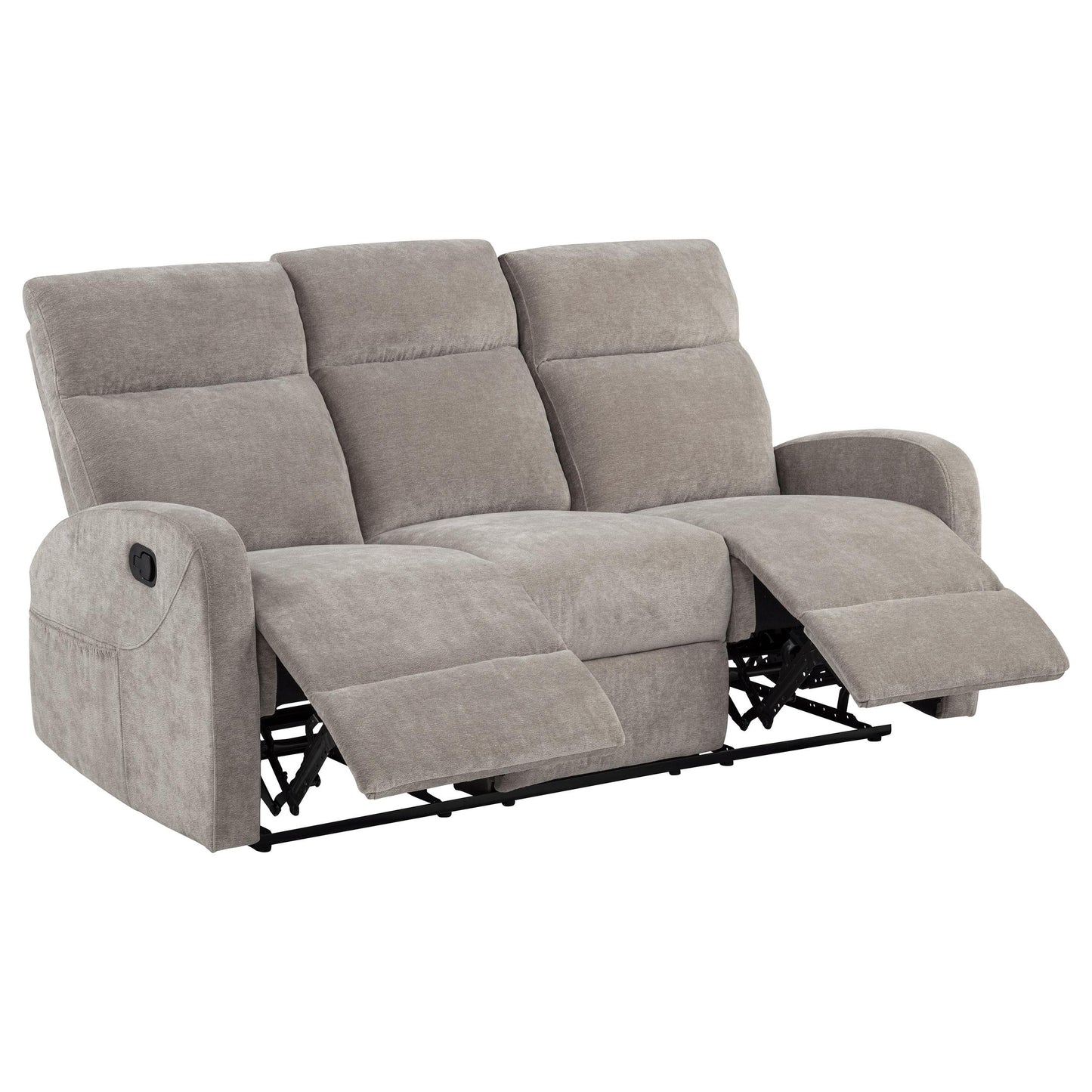  Coaster Furniture Hamilton 603371 Chenille Upholstered Manual Reclining Sofa - Sand IMAGE 1