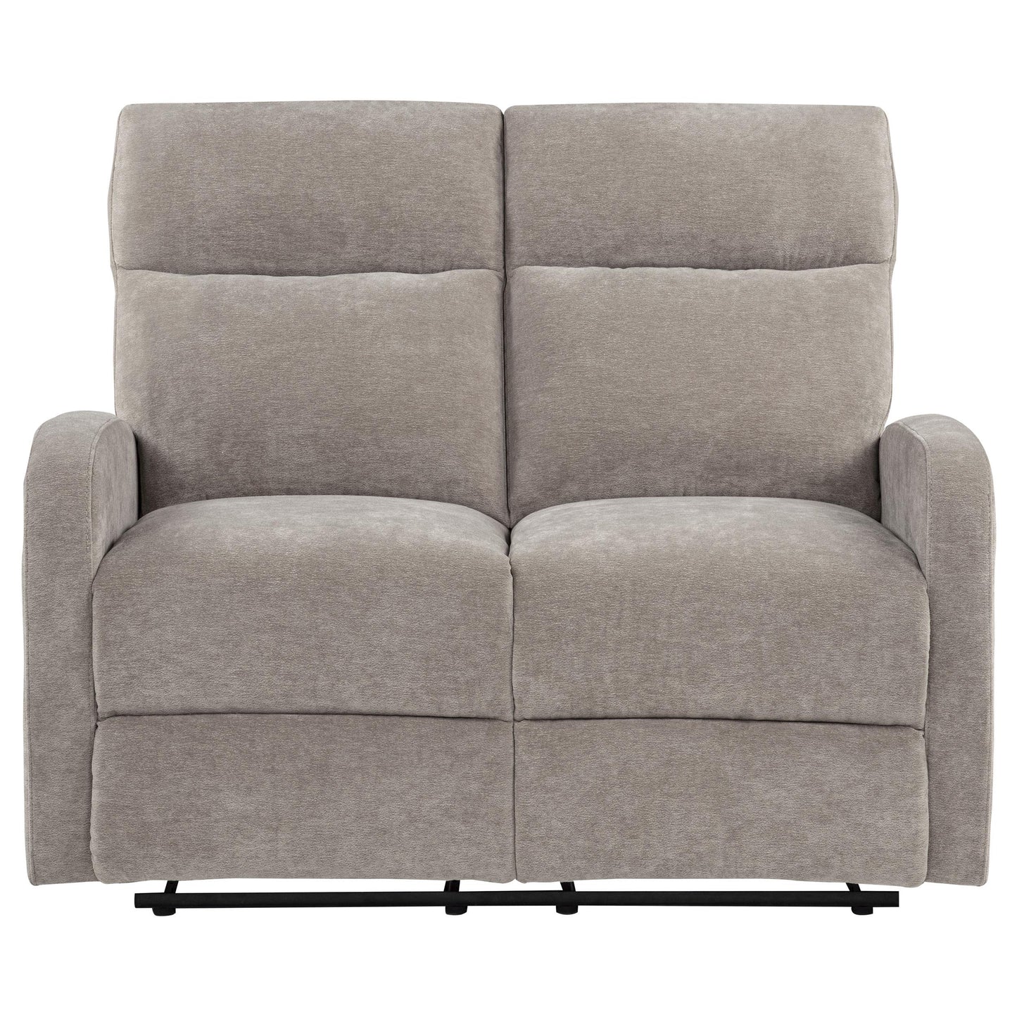  Coaster Furniture Hamilton 603372 Chenille Upholstered Manual Reclining Loveseat - Sand IMAGE 2