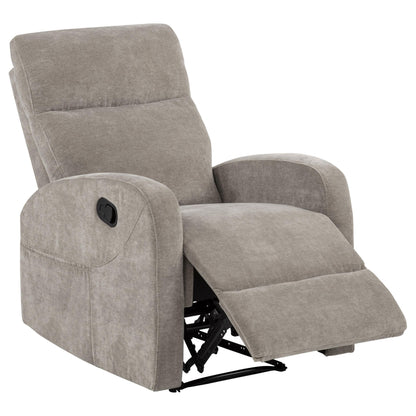  Coaster Furniture Hamilton 603373 Chenille Upholstered Manual Glider Recliner - Sand IMAGE 10