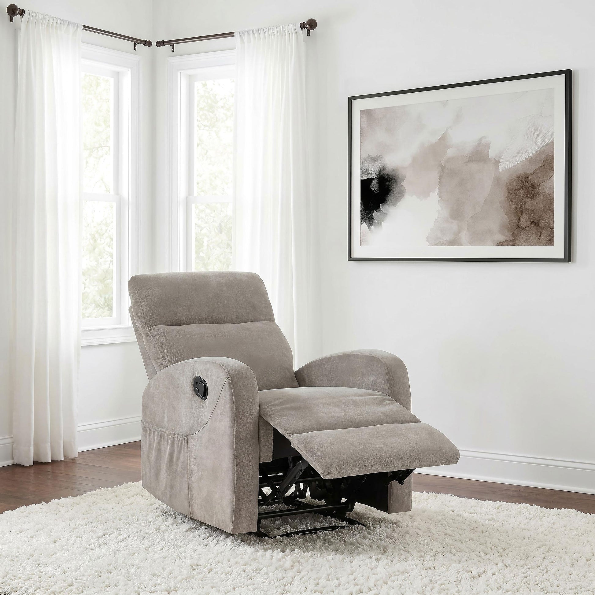  Coaster Furniture Hamilton 603373 Chenille Upholstered Manual Glider Recliner - Sand IMAGE 11