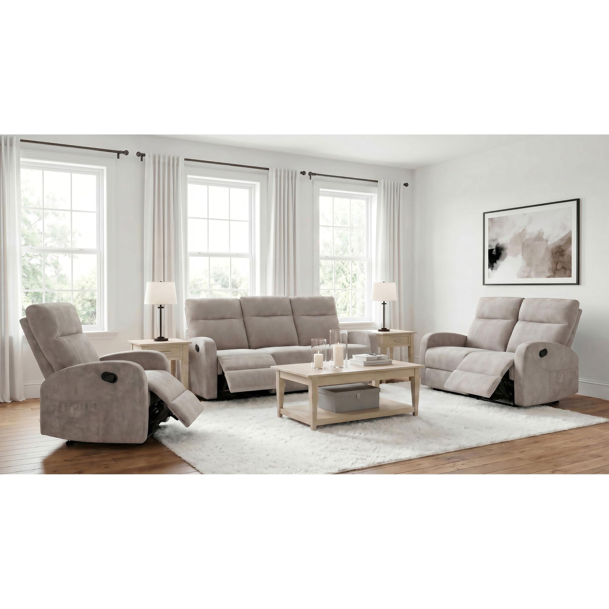  Coaster Furniture Hamilton 603373 Chenille Upholstered Manual Glider Recliner - Sand IMAGE 8