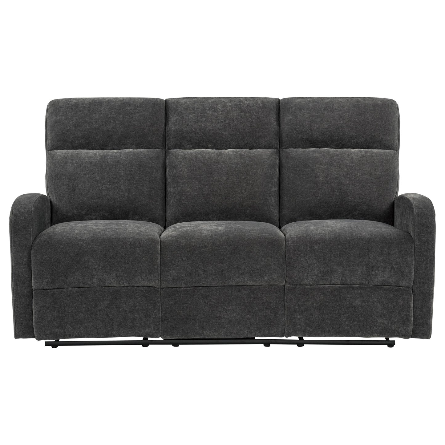  Coaster Furniture Hamilton 603374 Chenille Upholstered Manual Reclining Sofa - Charcoal Grey IMAGE 1