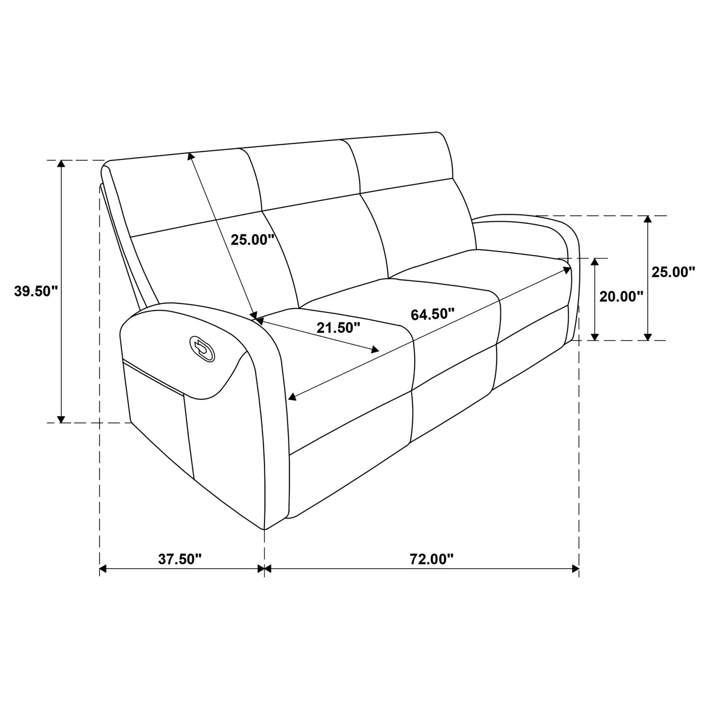  Coaster Furniture Hamilton 603374 Chenille Upholstered Manual Reclining Sofa - Charcoal Grey IMAGE 7