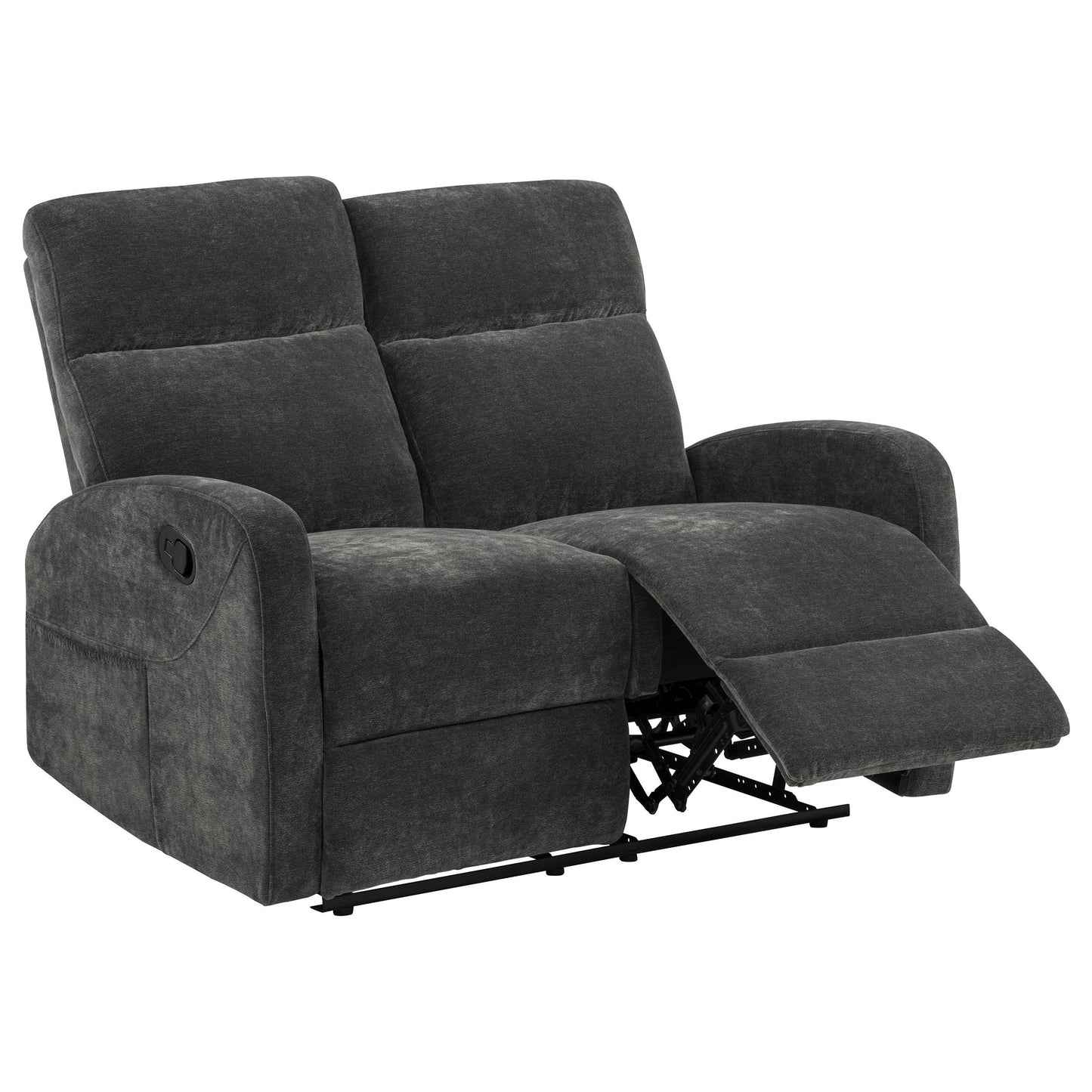  Coaster Furniture Hamilton 603375 Chenille Upholstered Manual Reclining Loveseat - Charcoal Grey IMAGE 1