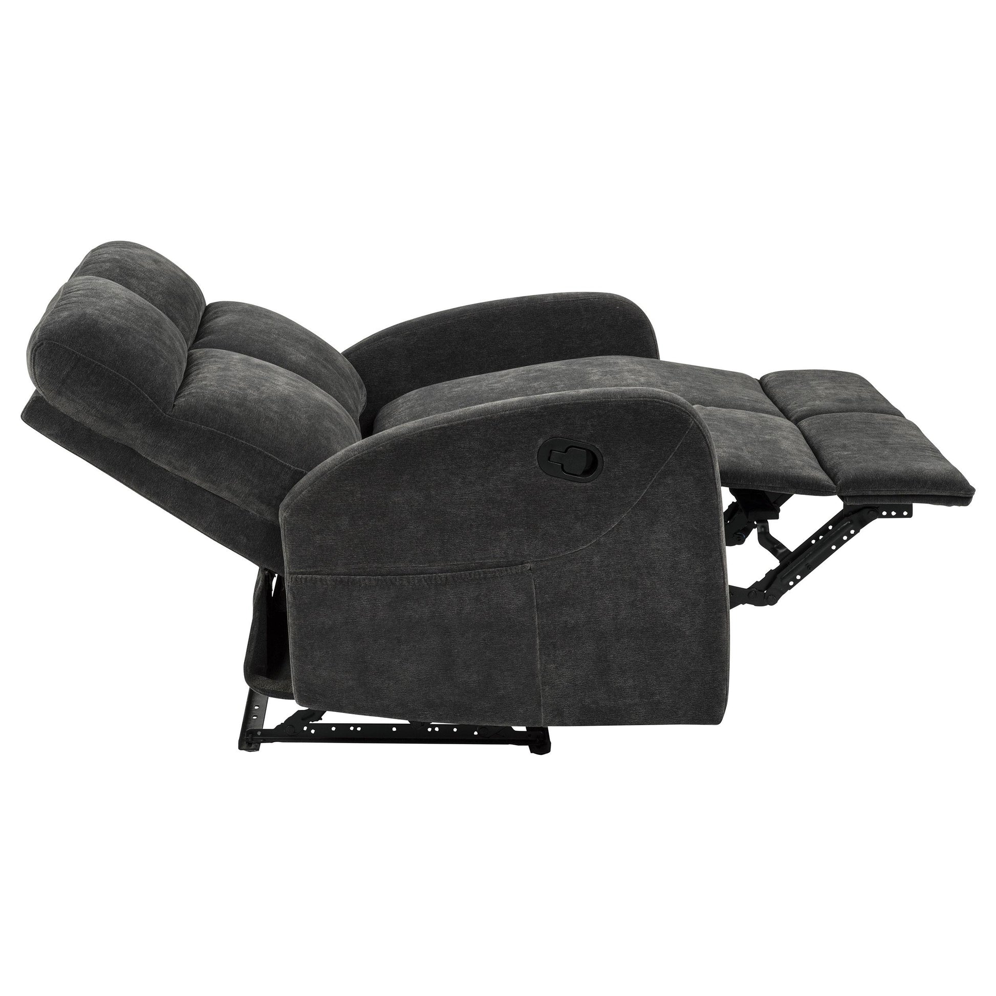  Coaster Furniture Hamilton 603375 Chenille Upholstered Manual Reclining Loveseat - Charcoal Grey IMAGE 11