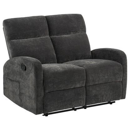  Coaster Furniture Hamilton 603375 Chenille Upholstered Manual Reclining Loveseat - Charcoal Grey IMAGE 12