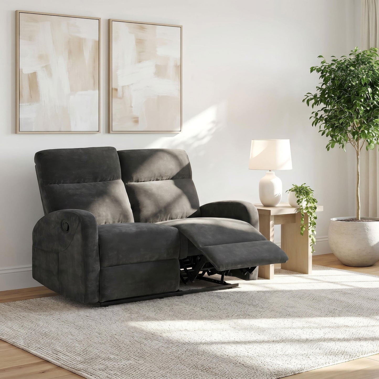  Coaster Furniture Hamilton 603375 Chenille Upholstered Manual Reclining Loveseat - Charcoal Grey IMAGE 7