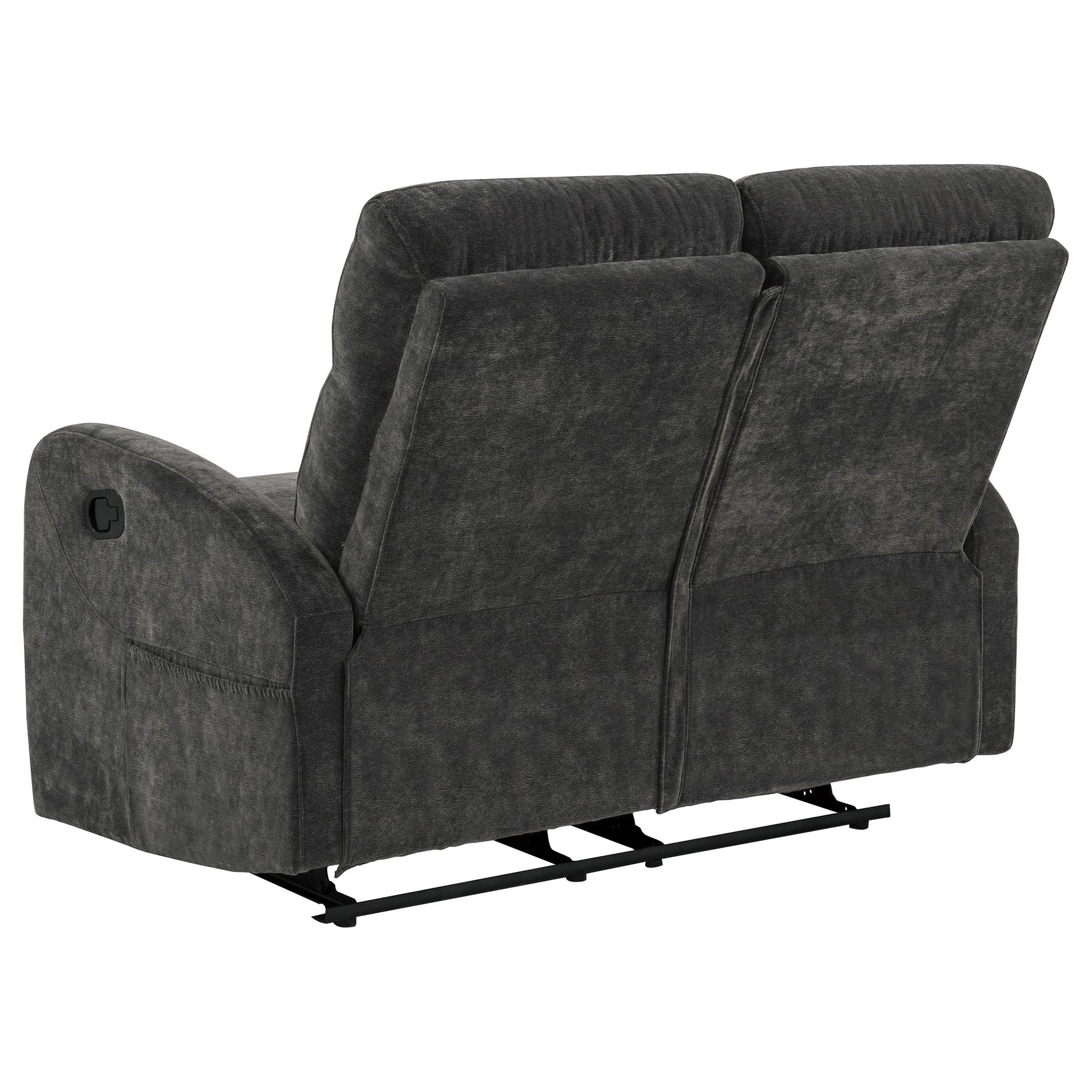  Coaster Furniture Hamilton 603375 Chenille Upholstered Manual Reclining Loveseat - Charcoal Grey IMAGE 8