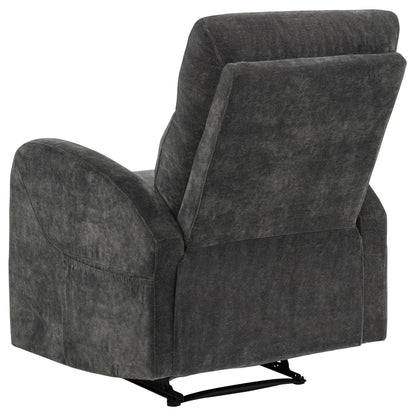  Coaster Furniture Hamilton 603376 Chenille Upholstered Manual Glider Recliner - Charcoal Grey IMAGE 10