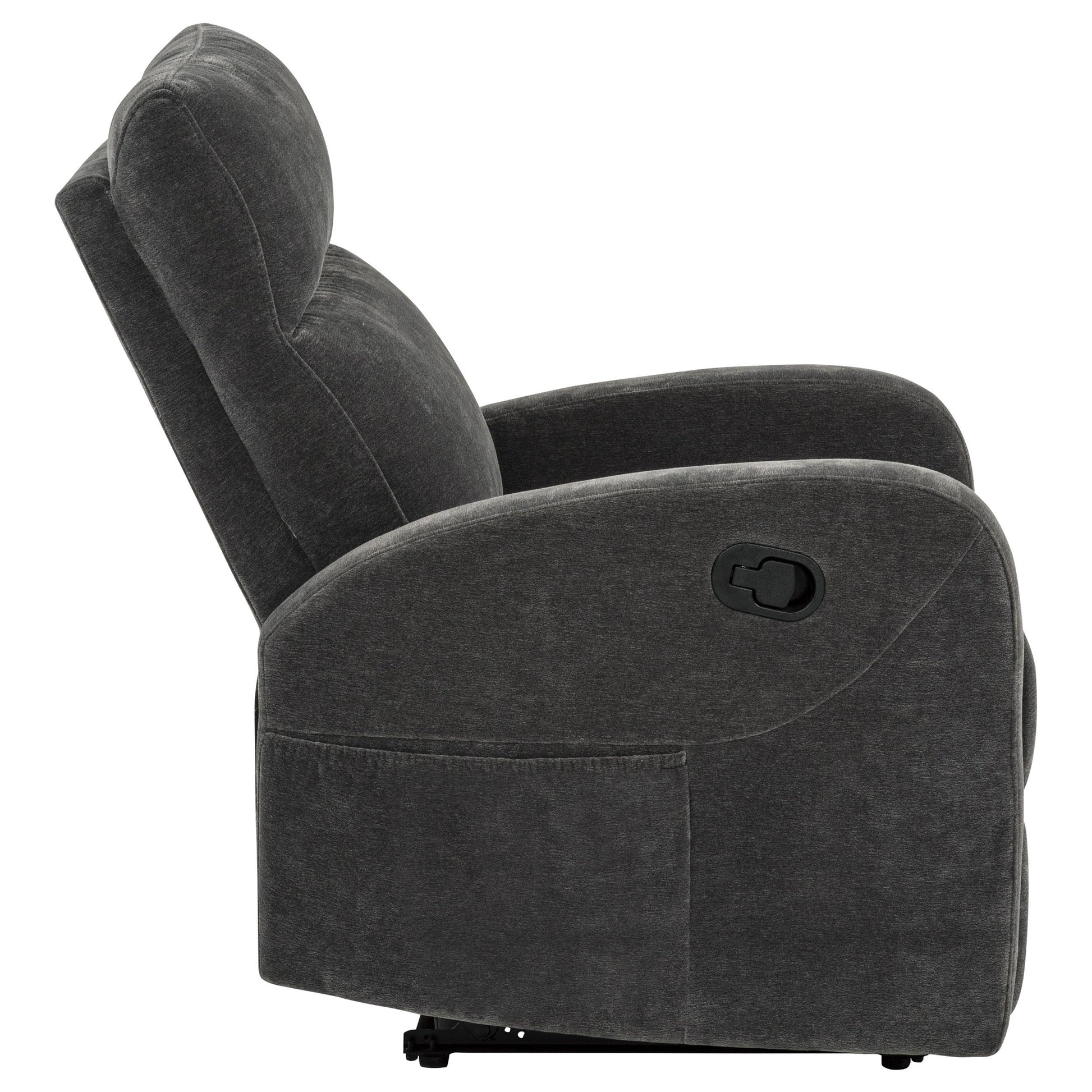  Coaster Furniture Hamilton 603376 Chenille Upholstered Manual Glider Recliner - Charcoal Grey IMAGE 12