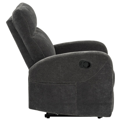  Coaster Furniture Hamilton 603376 Chenille Upholstered Manual Glider Recliner - Charcoal Grey IMAGE 12