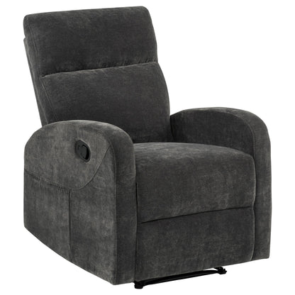  Coaster Furniture Hamilton 603376 Chenille Upholstered Manual Glider Recliner - Charcoal Grey IMAGE 8
