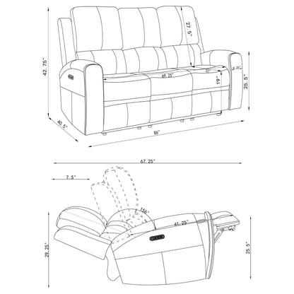  Coaster Furniture Brickston 603431PPP Triple Power Reclining Sofa - Charcoal IMAGE 15