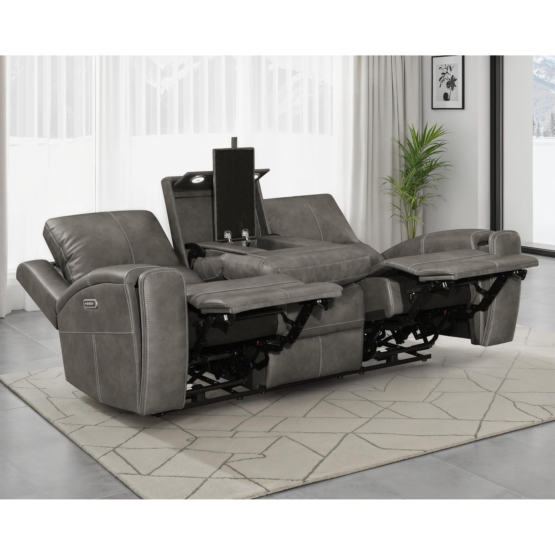  Coaster Furniture Brickston 603431PPP Triple Power Reclining Sofa - Charcoal IMAGE 3