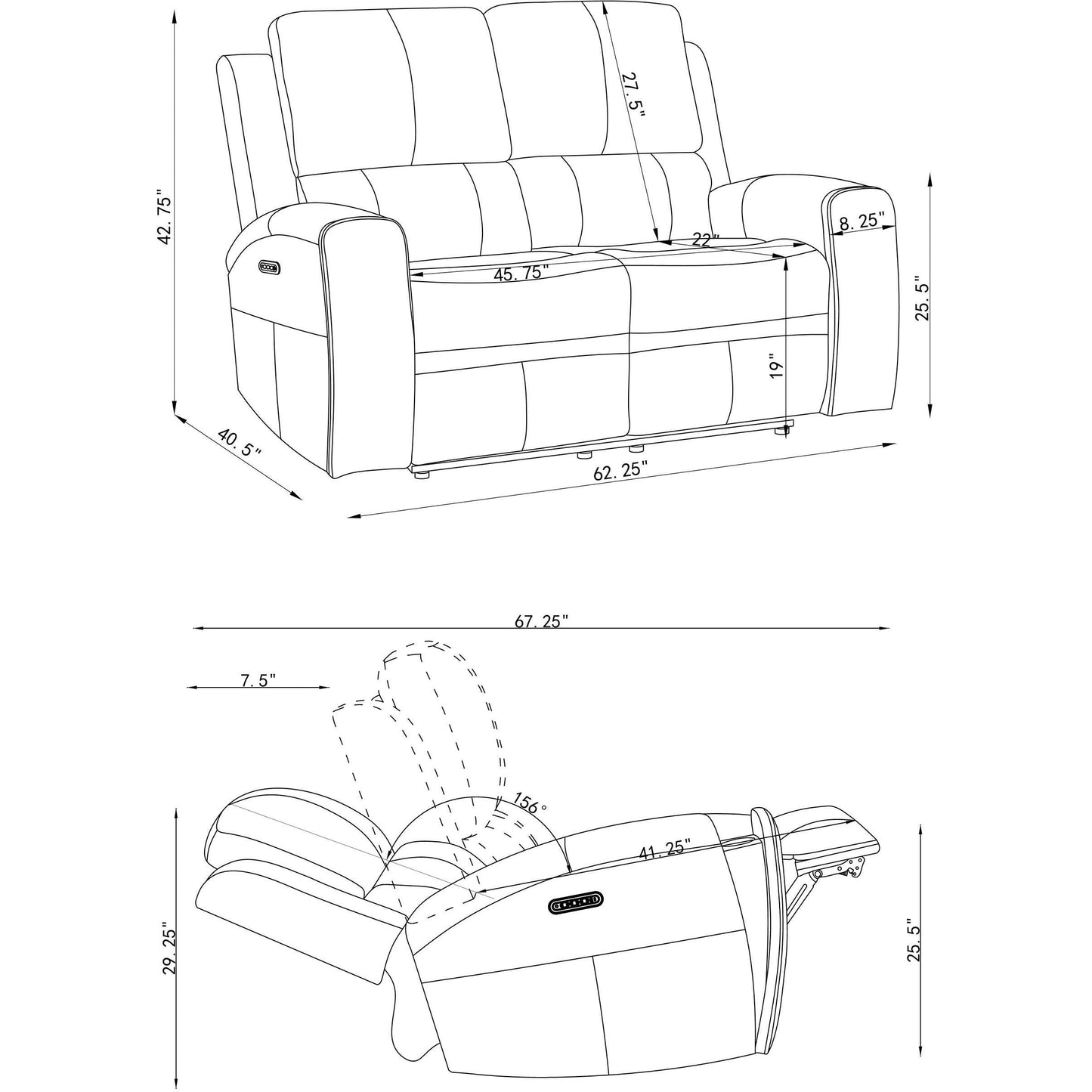  Coaster Furniture Brickston 603432PPP Triple Power Reclining Loveseat - Charcoal IMAGE 14