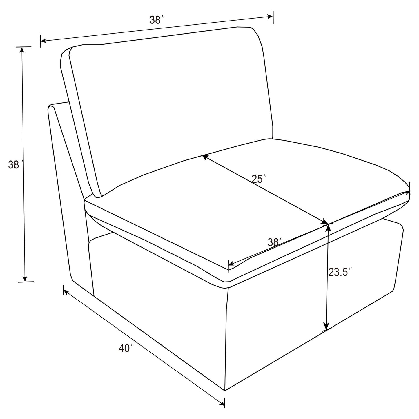  Coaster Furniture Collins 609530AC Modular Armless Chair - Dark Grey IMAGE 9